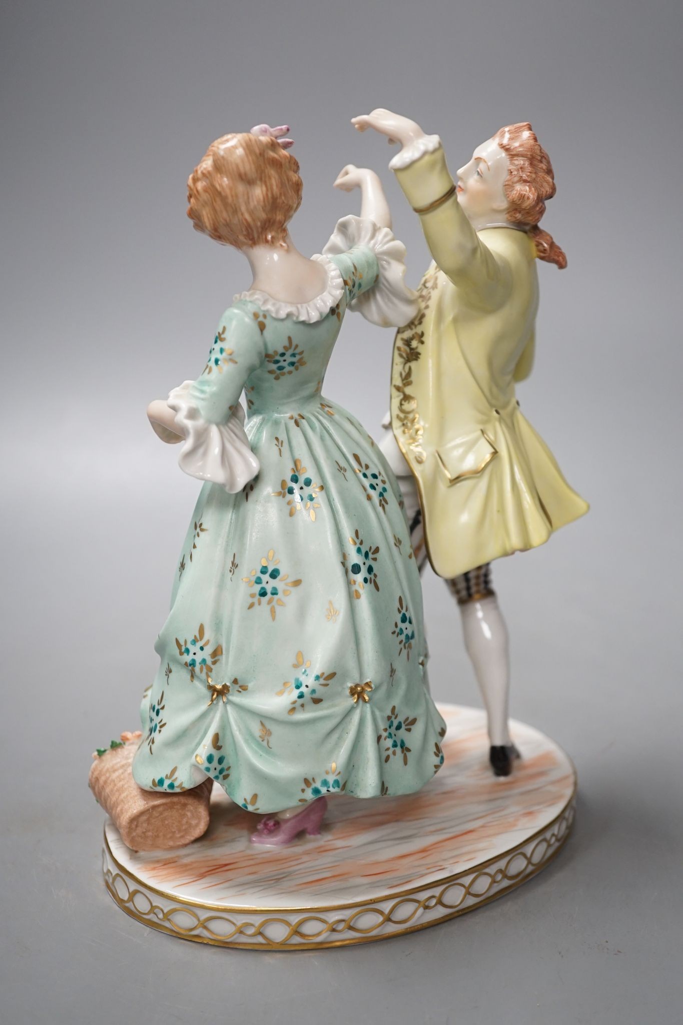 A Dresden porcelain group of a dancing couple 21cm